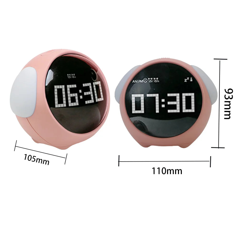 Night Light søt uttrykk vekkerklokke barn vekkerklokke stemmestyrt lys multifunksjonelt for hjemmet termometer