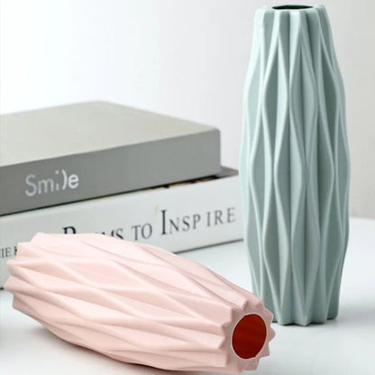 Plastikowy wazon dom do dekoracji biały imitacja ceramiczne rośliny kwiatowe koszyk Nordic Wedding Dekoracyjny stół do jadalni sypialnia