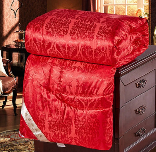 Natural Silk Blanket Summer Jacquard Duvets Thickening Winter Comforters Cotton Cover King Queen Twin Full Size Quilt