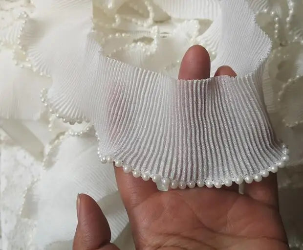 6 cm breit heiße Stickerei weiße Blume Tüll Spitze Stoff Trimmband DIY NEWING RUFFE APPLIKE Kragen Dubai Kleid Guipure Dekor