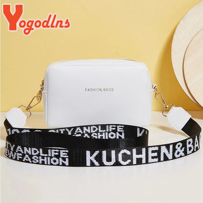 Yogodlns mode kleine vierkante tas voor vrouwen pu lederen schouder messenger tas letter riem crossbody tas trendy handtas bolsa