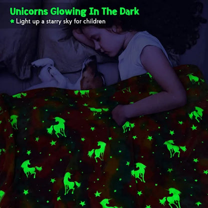 Нов Spacecra Glow in the Dark Bendlet Anicorn Gift for Kid Dear Birthday Decor Decor unicorns Toys Soft Usy Luminous Thruid одеяло