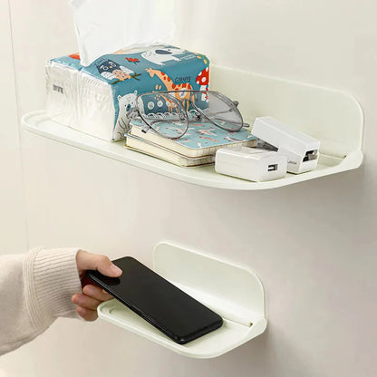 Plataforma de parede dobrável Banheiro sem punção de parede sem parede Phone Phone Phone Jóias controle remoto Rack de roupas de toalha de toalha