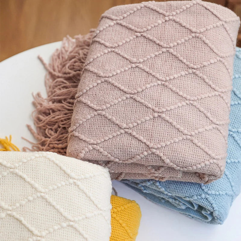Les couvertures décontractées solides nordiques jettent le canapé de châle en tricot confortable et le couvre-lit de lit de voyage de voyage de voyage de voyage décoratif