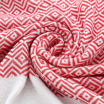 Thickened Plain Turkish Beach Towel Tassel Diamond Resort Beach Towel Cotton Linen Jacquard Diamond Check Bath Towels 100X180Cm