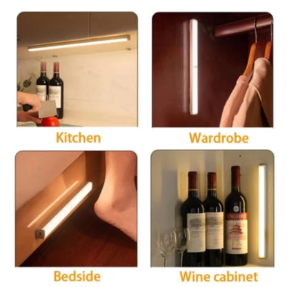 USB Rechargeable Motion Sensor LED Cabinet Lights Dimmable Detector Night Light for Kitchen Room Bedroom Bedside Wardrobe