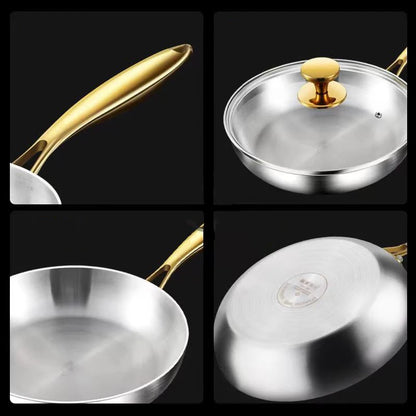 316 ανοξείδωτο χάλυβα τηγάνι Wok Pan Nonstick Cooking Fried Steak Gas Stove Induction General Subpan Kitchen Cookware