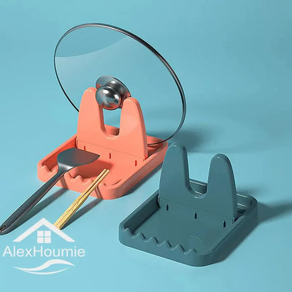 Foldbar gryde Låg Rack Plastic Spoon Holder Stand Køkkenarrangør til gaffel spatelstativ Pan Cover Hyldebordopbevaringsstativ