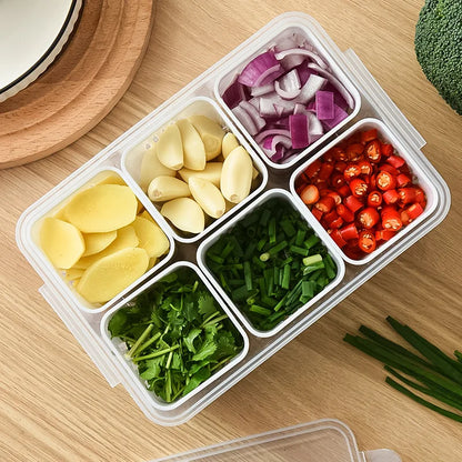 Frigo-Späicherkëscht 4/6 Gitter Iessen Gemeinschaftskëscht Späichere Box Farge Organisateur-Kuerf Fleeg Kinger