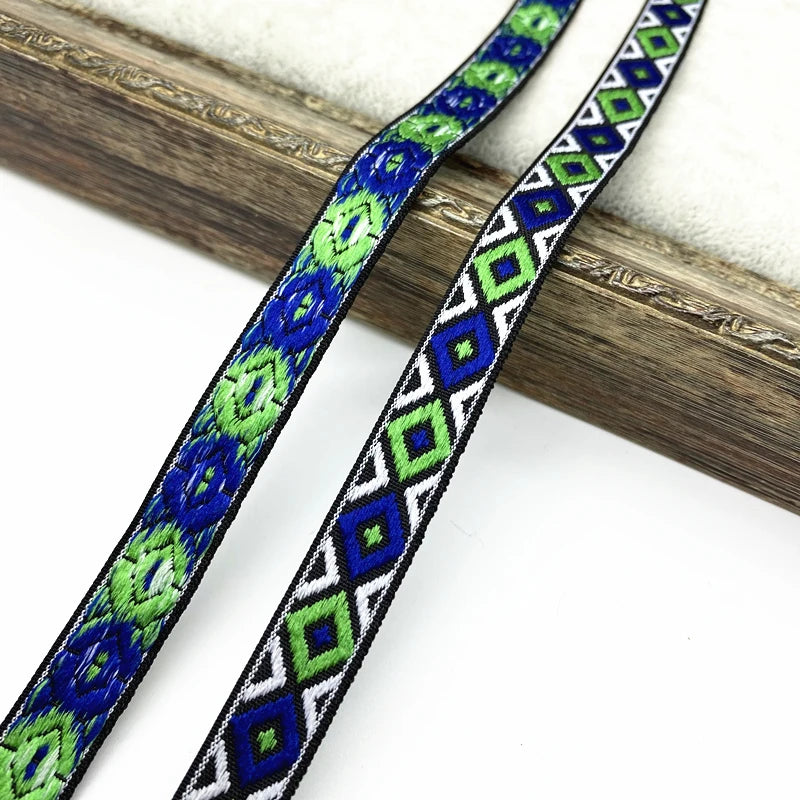 2 yards/lot 13mm Vintage Ethnic Embroidery Ribbon Lace Trim DIY Clothes Bag Accessories Embroidered Fabric