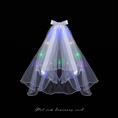 1бр Glow сватбен воал LED светлинна бухалка Pearl Veil Glow в тъмното парти благосклонност сватбен рожден ден парти косплей аксесоари за коса