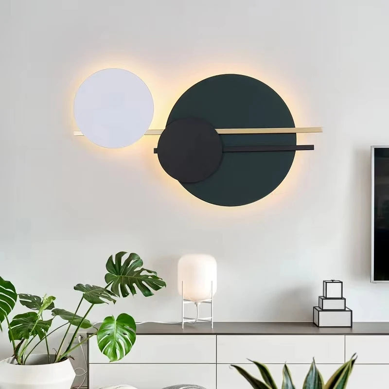 Nordic Art Circle Bedside LED Wall Lamp Kitchen Study Aisle Backgrund Wall Decor Wall Sconce Lighting Fixture