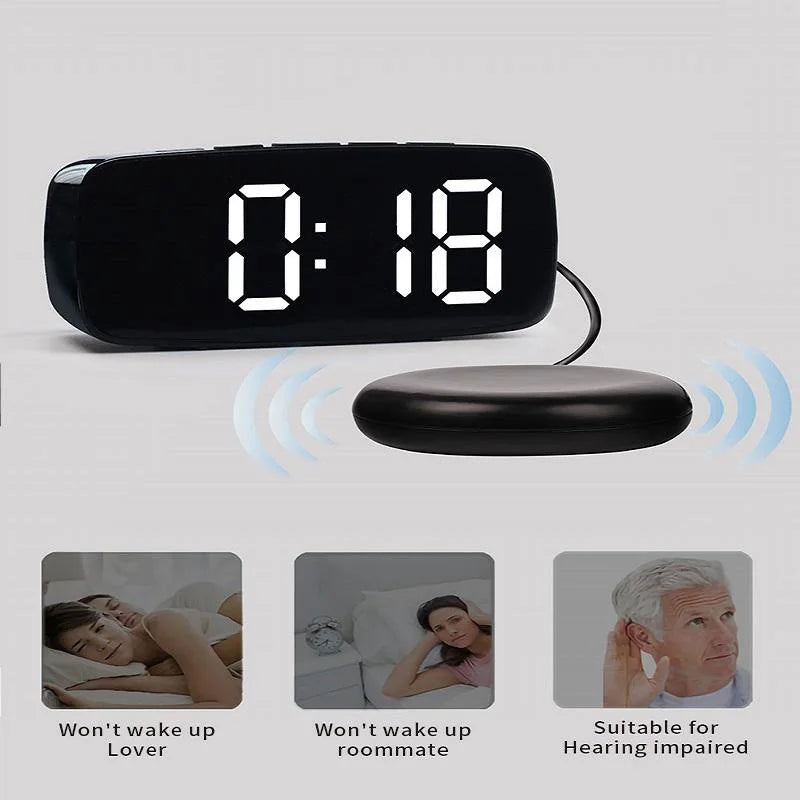 Superhoud vibrerande väckarklocka med Bed Shaker Multifunktionell dubbel USB för kraftig sovad döv hårt snooze