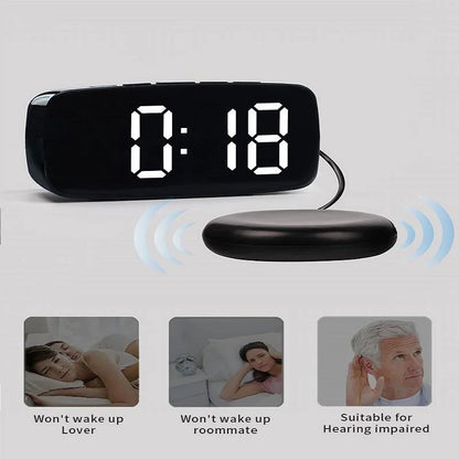 Superhoud vibrerande väckarklocka med Bed Shaker Multifunktionell dubbel USB för kraftig sovad döv hårt snooze