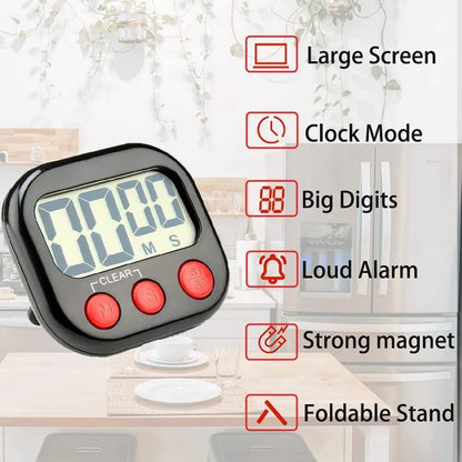 Kökstimer, digital visuell timer Magnetic Clock Stopwatch Countdown Timer, stor LCD -skärm för matlagning