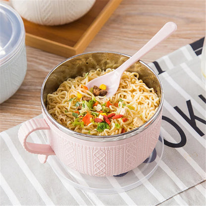 Tazón de fideos de ramen de doble capa de acero inoxidable Tazón anti-escalecimiento de fideos
