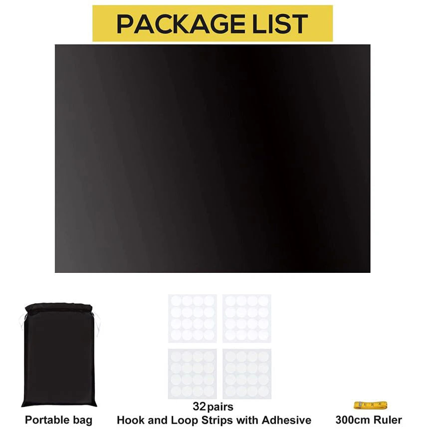 DIY Portable Travel Blackout Curtain Blind Window Thermal Insulated Kitchen Curtains Stick On Non-perforated Black Cloth