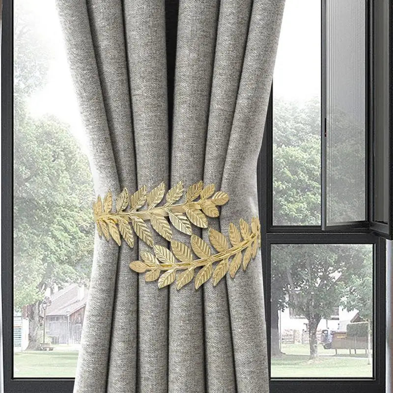 Metal Curtain Tiebacks Creative Leaf Shape Curtains Tie Holder Adjustable Curtain Clip Decorative Drapes Curtain Pull Hook