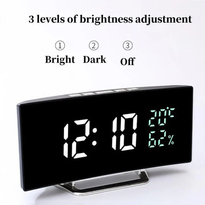 Specchio Digital Digital Amerge Temperature Data 2 Livelli di regolazione della luminosità Snooze Table Clock 12/24H Night Modalità Orologio LED