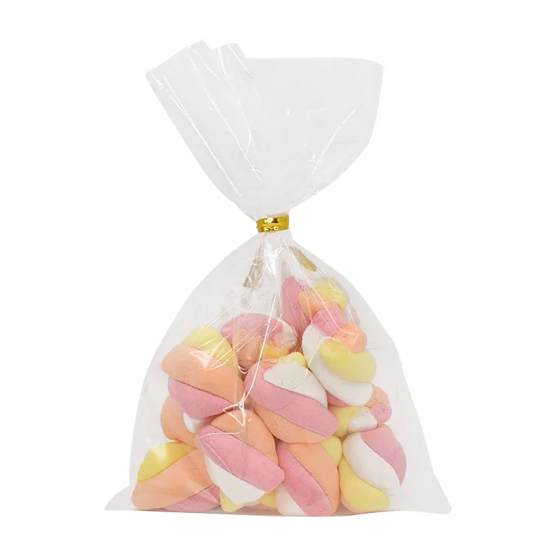 100pcs прозрачни пластмасови торбички бонбони бонбони бонбони бисквитки Опаковката ясна опп целофанова чанта коледен подарък за сватбен рожден ден парти