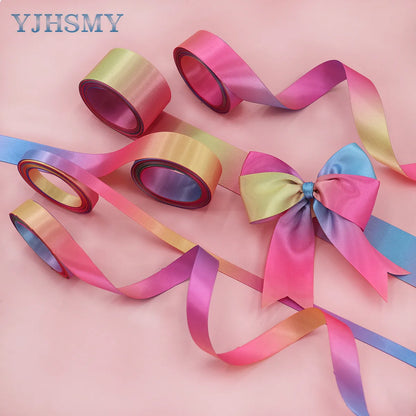 Rainbow Satin Ribbon Rainbow Farvet bånd til håndværk Gaveindpakning Pride fødselsdagsfest Dekoration DIY Rainbow Hair Bows - 5 Y
