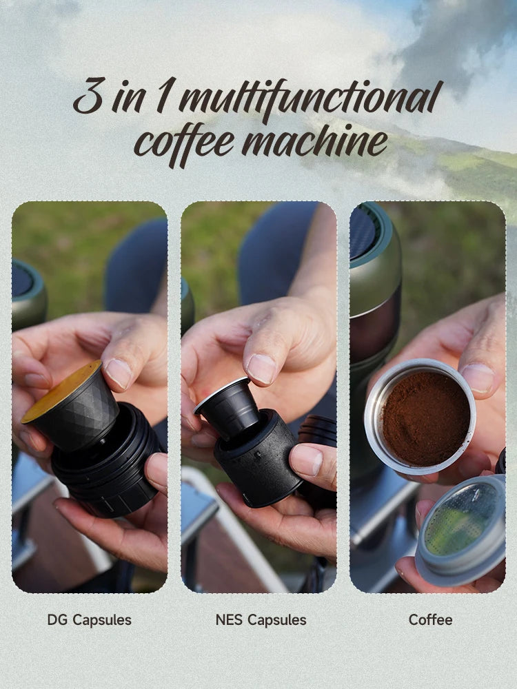 Hibrew Wireless Electric Portable Espresso Coffee Machine for Car & Home Camping Coffee Maker Fit Nespresso Dolce Capsule Powder