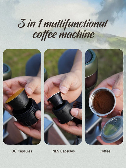 Hibrew Wireless Electric Portable Espresso Coffee Machine for Car & Home Camping Coffee Maker Fit Nespresso Dolce Capsule Powder