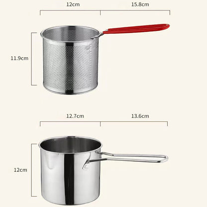 Deep Fryer 304 Frytkownica ze stali nierdzewnej z koszykiem smażącym Pomocniczy garnek do żywności do pogłębiania japońskich mleka