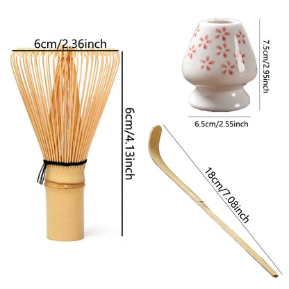 Teborste matcha omrörning borste tepensstativ japanska te beställning verktyg 3 st te sked tehållare 3 st/set