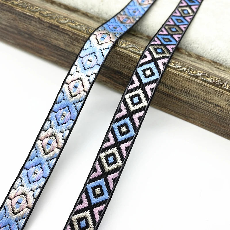 2 yards/lot 13mm Vintage Ethnic Embroidery Ribbon Lace Trim DIY Clothes Bag Accessories Embroidered Fabric