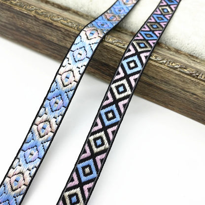 2 yards/lot 13mm Vintage Ethnic Embroidery Ribbon Lace Trim DIY Clothes Bag Accessories Embroidered Fabric