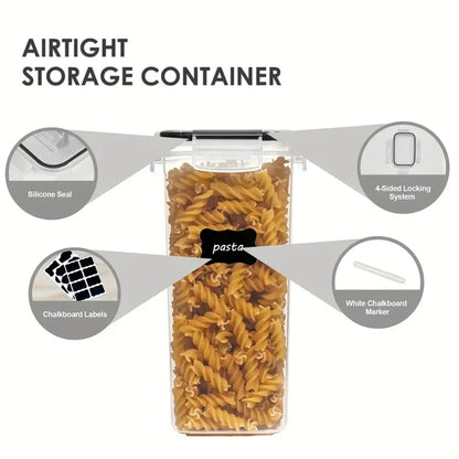 Køkkenfoodopbevaring 7stks-set container BPA gratis korngodteri opbevaringsbokse krukke med 10stickers og pen