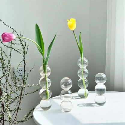 Decorative Flower Bottle Modern Mini Glass Vase for Flowers Transparent Bud Vase Designed for Living Room Decor Table Ornaments