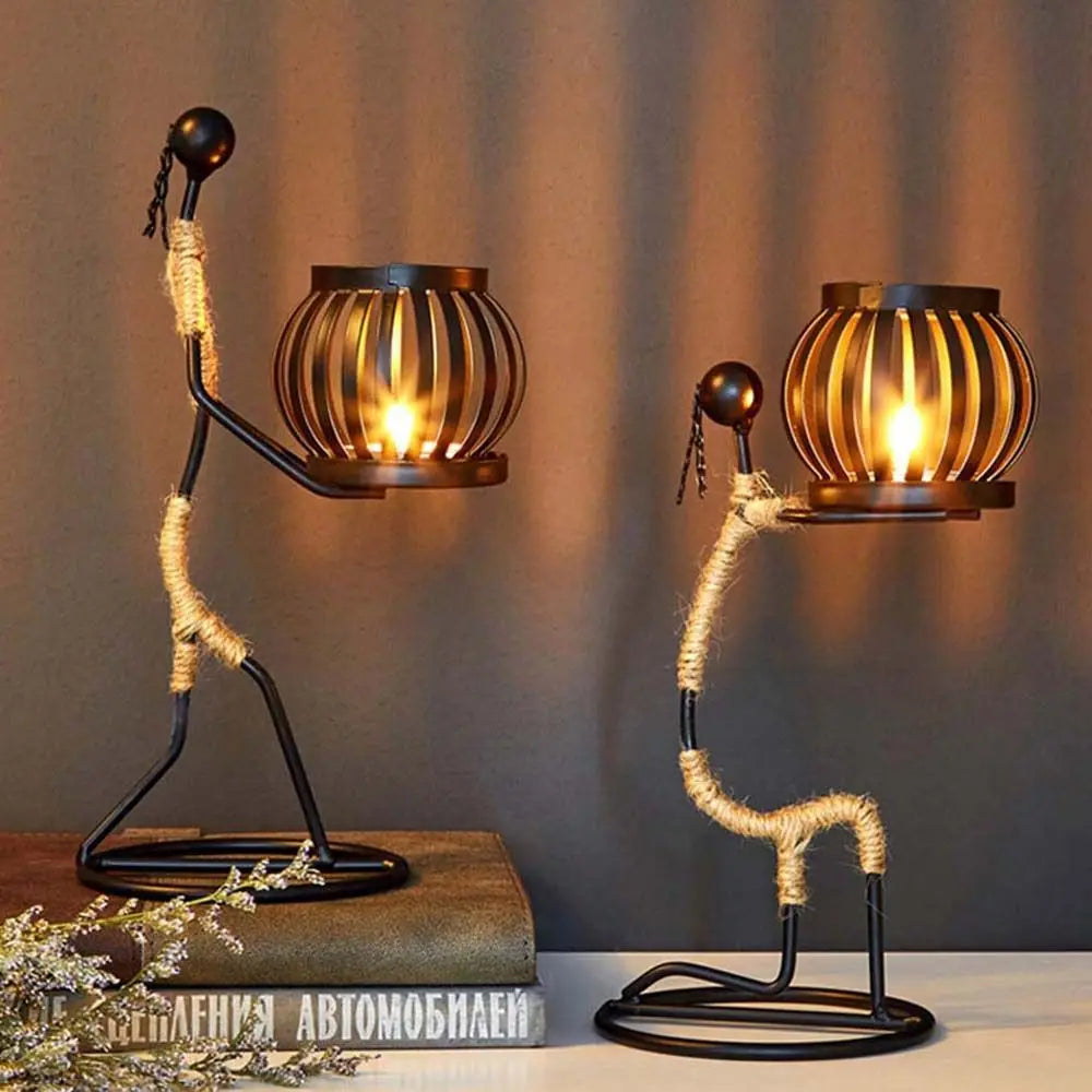 Nordic Metal Käerzestilbick Abstract Charakter Sculpture Candle Holder Decor-Decora huet d'Nahrungshaus mam Decoptiouns Kaddo