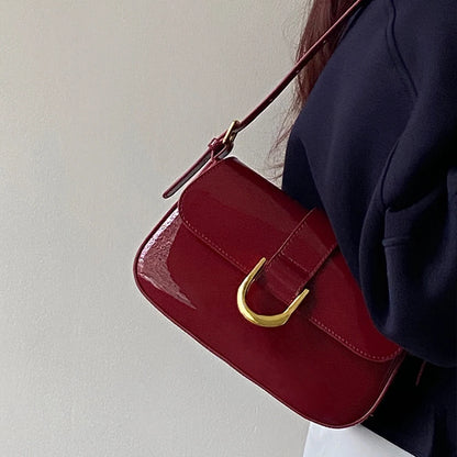 Retro octrooi lederen schoudertas voor vrouwen