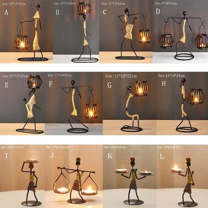 Nordic Metal Käerzestilbick Abstract Charakter Sculpture Candle Holder Decor-Decora huet d'Nahrungshaus mam Decoptiouns Kaddo