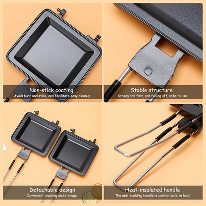 Sandwich Maker Aluminum Alloy Non-Stick Breakfast Machine Waffle Pancake Baking Barbecue Oven Mold Grill Frying Pan Cookware