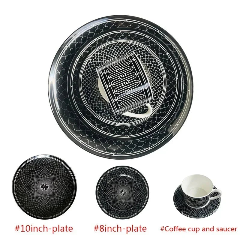 New Bone China Tableware Suit European-Style Creative Luxury Combination Cups Dishes and Plates Sets Nordic Kitchen
