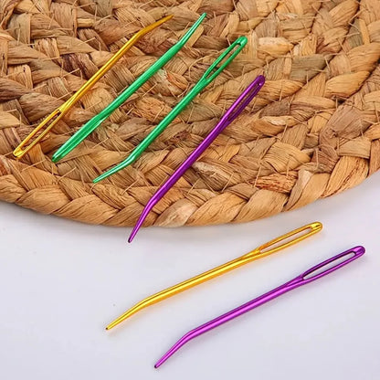 Stickning av garnnålen Set Bent Tip Tapestry Nålar för garn stora ögon trubbiga nålar för handsömning av stickning