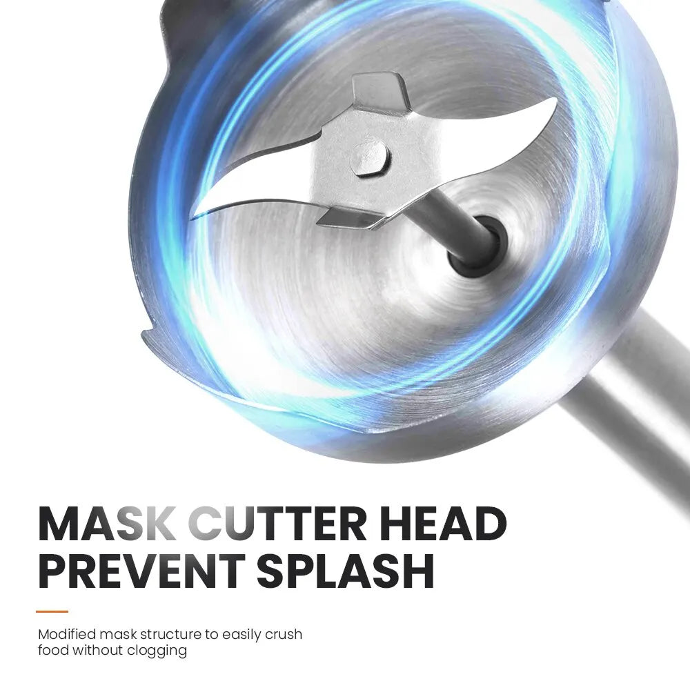 MIUI Ръчно потапящо блендер 1000W мощен 4-в-1, миксер за пръчки от неръждаема стомана, 700ml смесителна чаша, 500ml процесор, разбиване