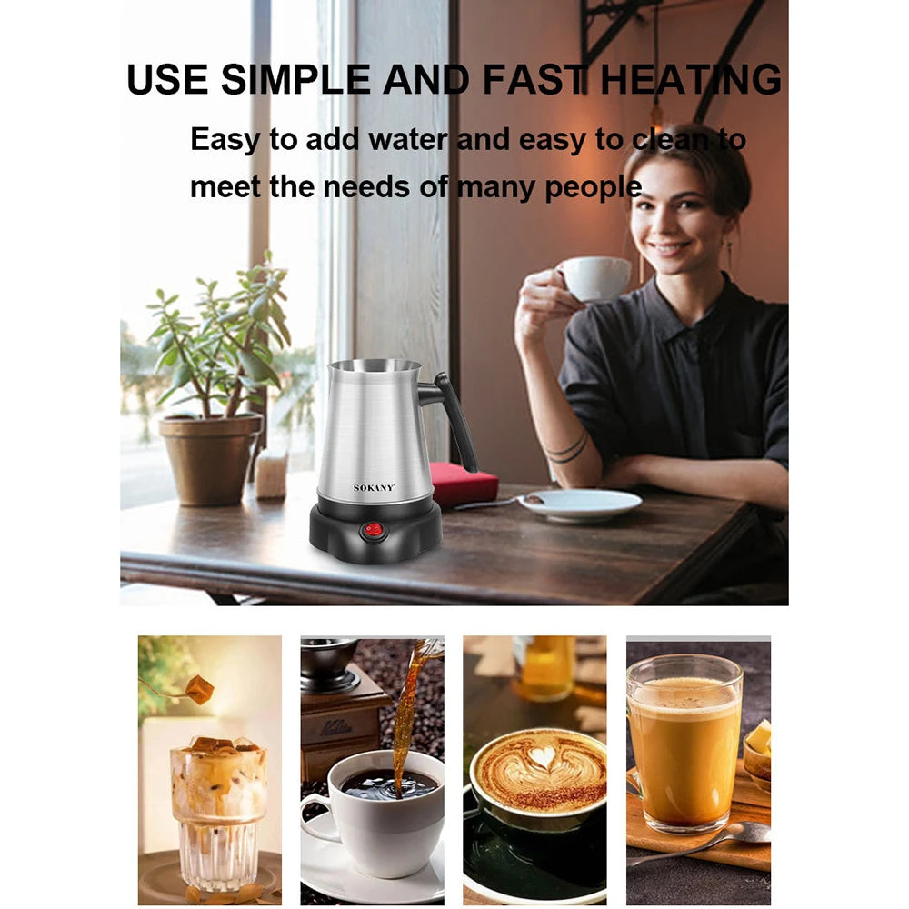 Tyrkisk græsk kaffe Moka Tea Pot Maker Machine 800ml Bærbar elektrisk kedel 6 kopper Rustfrit stål Kogende vand 220V EU 전기포트