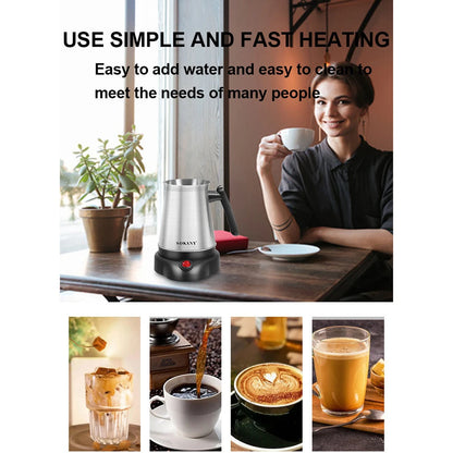 Tyrkisk græsk kaffe Moka Tea Pot Maker Machine 800ml Bærbar elektrisk kedel 6 kopper Rustfrit stål Kogende vand 220V EU 전기포트