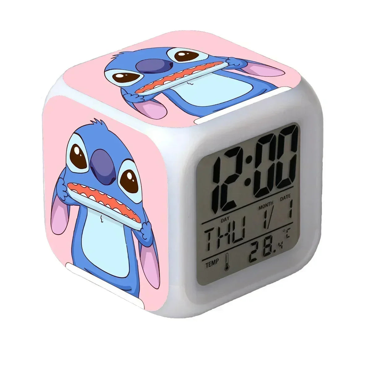Stitch Disney Alarm Clocks Night Light Color Change 7 Led Anime Lilo&stitchs Stich Desk Home Decor Kids Cartoon Birthday Gift