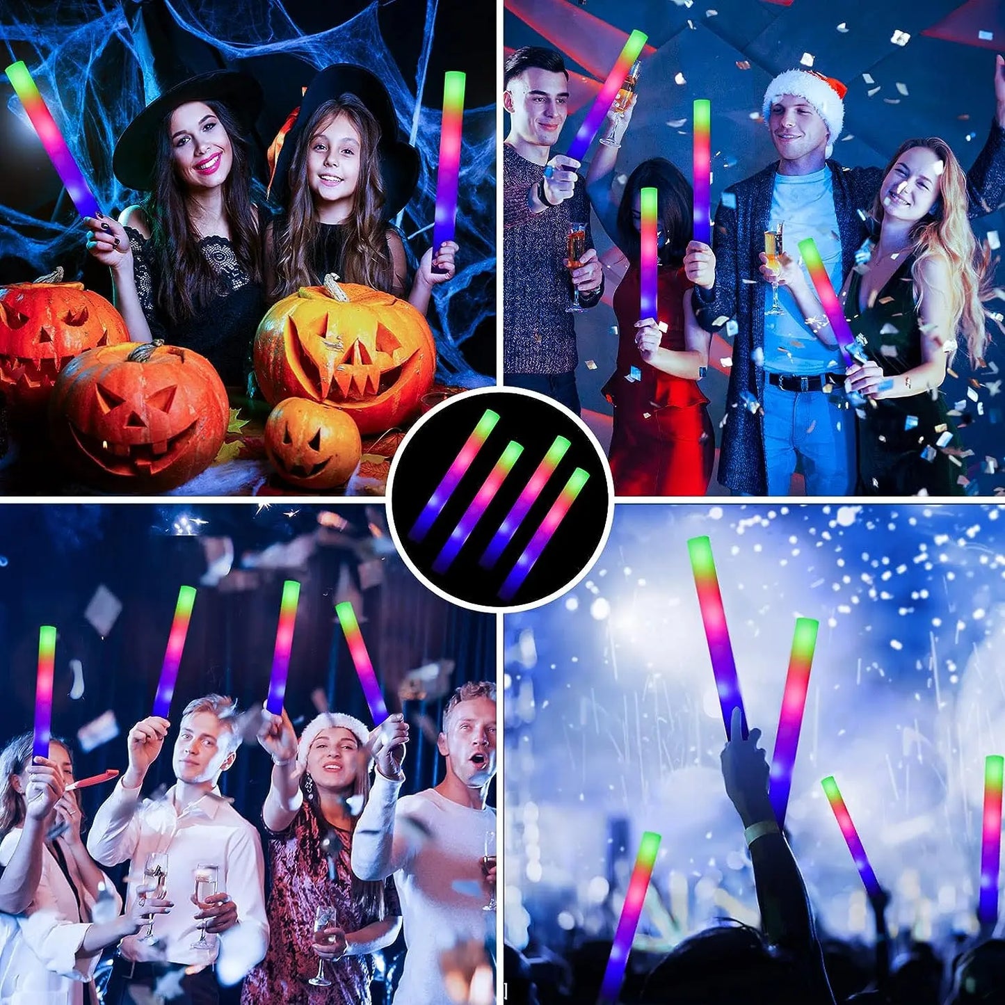 8/10/15/20бр. LED светещи пръчици насипни цветни RGB Glow Foam Stick за коледен рожден ден сватба сияние в тъмните партита