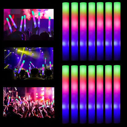 8/10/15/20бр. LED светещи пръчици насипни цветни RGB Glow Foam Stick за коледен рожден ден сватба сияние в тъмните партита