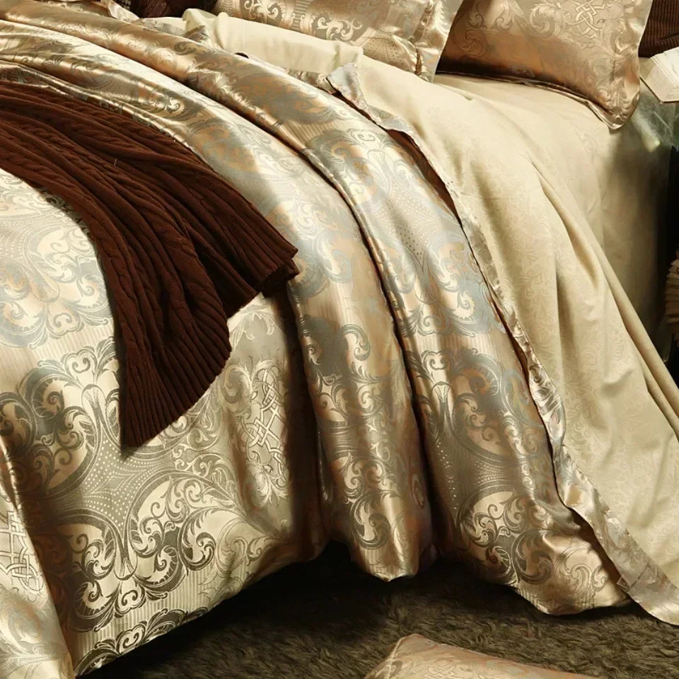 Héich Enn Jacquard Kinggréisst Bettgadding Set Luxuseschiergeresch Hochzäit Bettgads Lets Gestätt Isseg Touch Duvel Douvet Cover 220x240