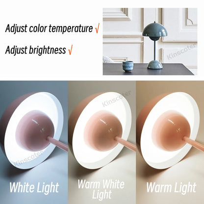 Kinscoter Nordic Retro Touch Flower Bud Table Lamp LED 3 Fargetemperatur Oppladbar 1500mAh Hjem Bedroom Bedside Night Light