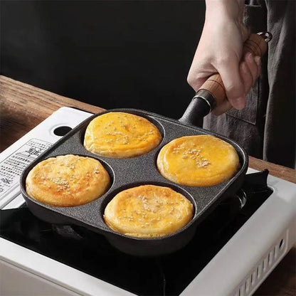 4-Lach non Stick Cookware Panakake Pan Egguring Pan Wolland Hamburger Brout Bause fir de Kacherbau