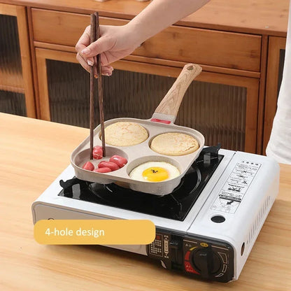 With Cover Four Holes Frying Pan Non-stick Home Breakfast Maifan Stone Omelet Pan Non Stick Egg Pan Kitchen Egg Cooking Cookware