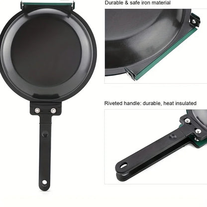 Double Side Frying Pan Green Non-stick Flip Frying Pan With Ceramic Coating Pancake Maker For Household Kitchen Cookware